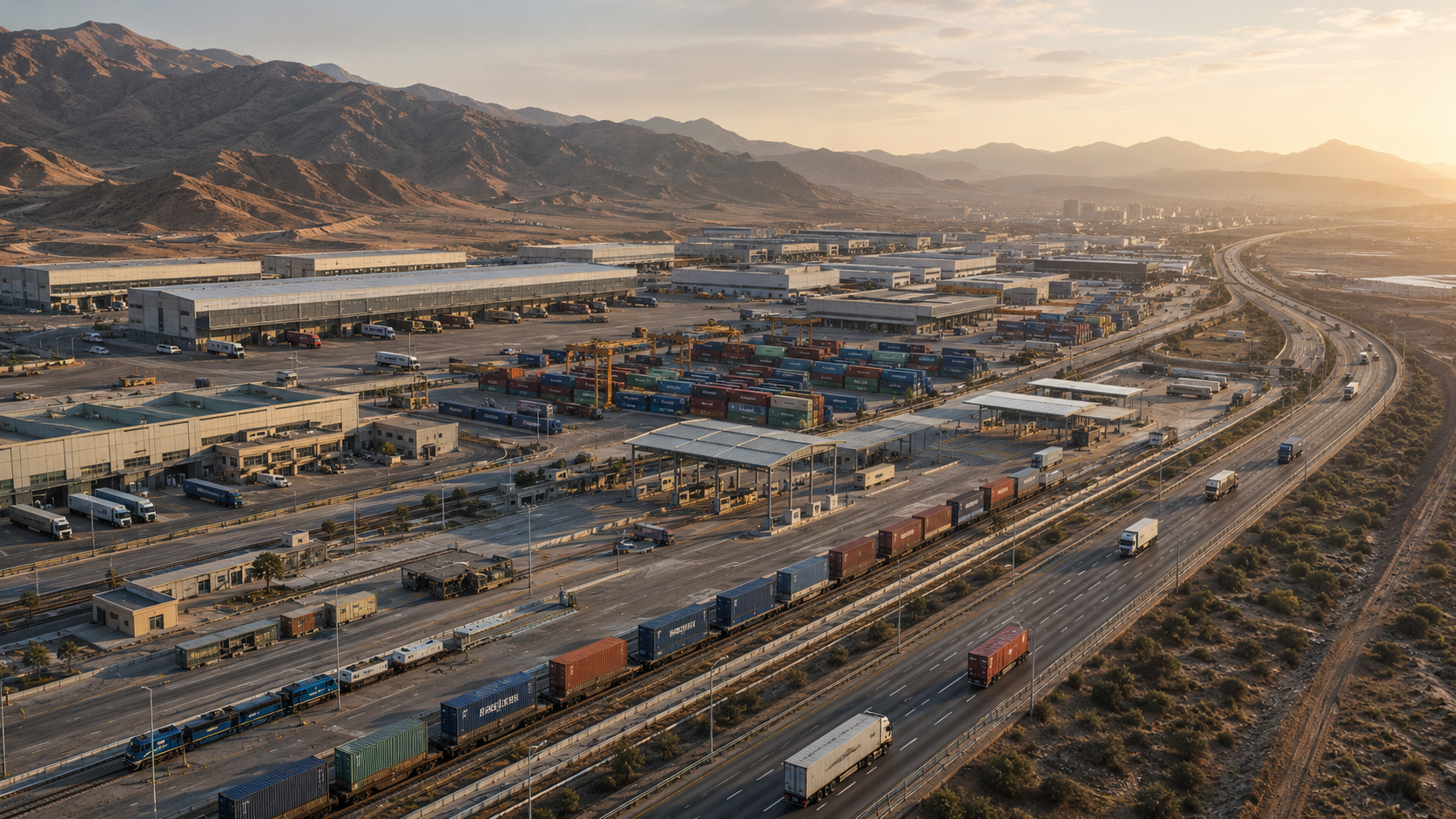 Concept visualization of the logistics and trade superzone along the Ghadir corridor
