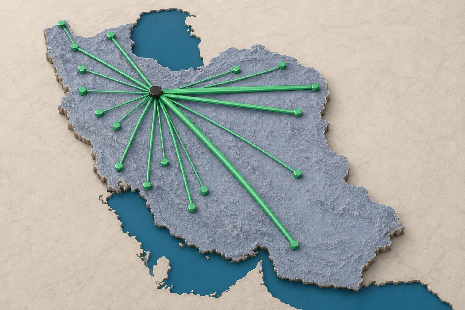 بازنمایی جریان‌های مدل‌سازی‌شده بار میان هاب تهران و مراکز لجستیکی کشور